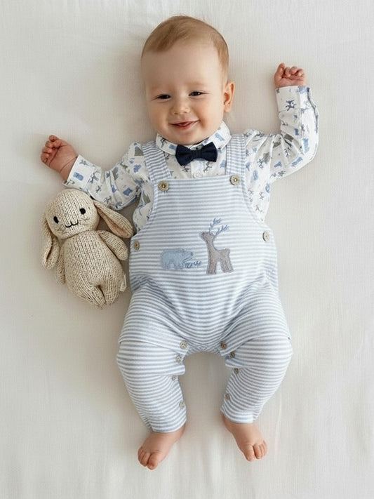 Pompidou Full Sleeves Dungree Set For Baby Boys