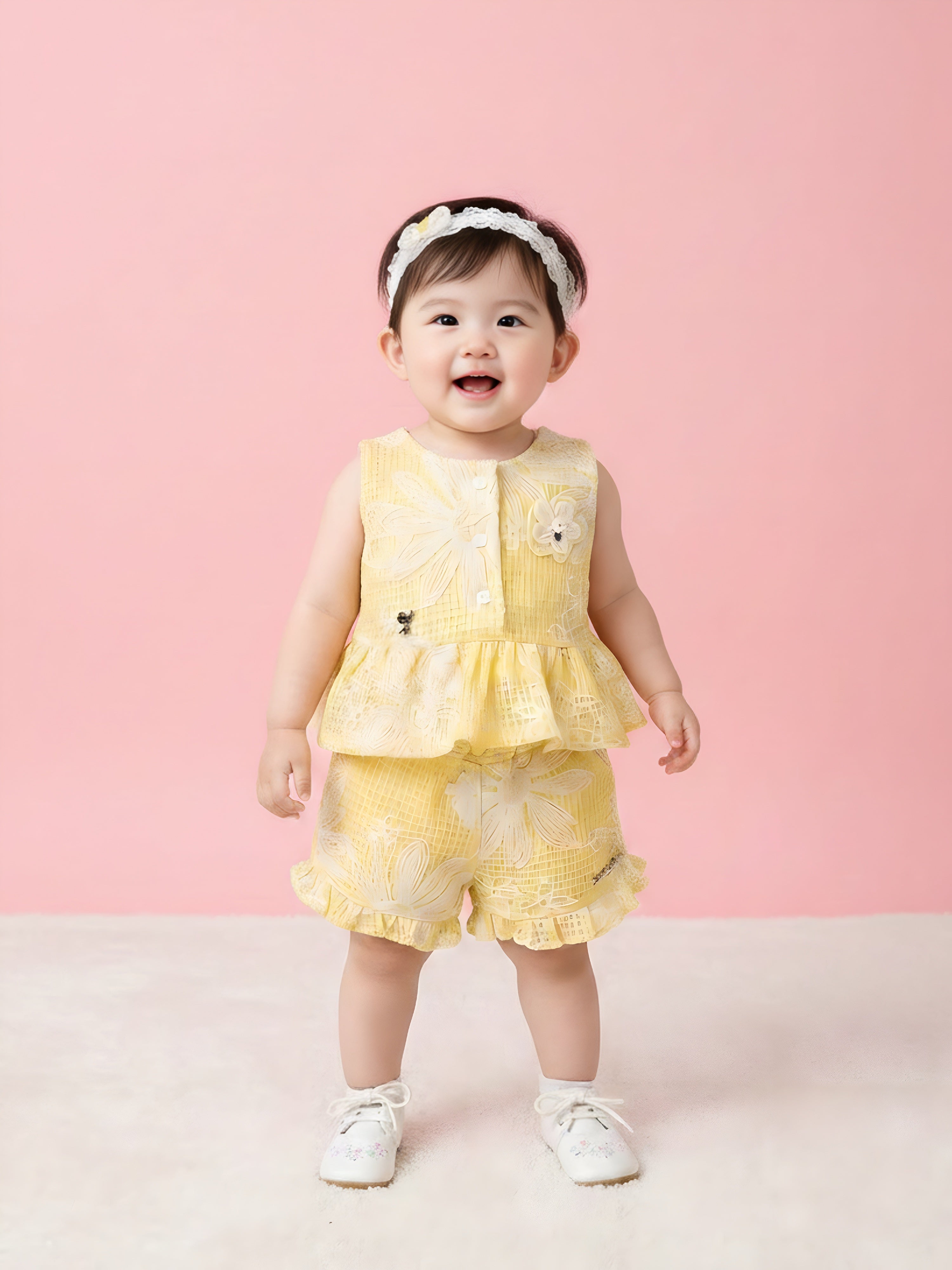 Baby Girls' Top and Ruffle Shorts Set