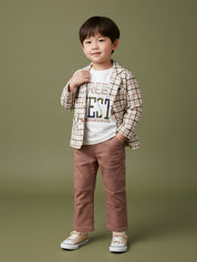 Boys' 3-Piece Brown Plaid Blazer Set