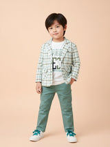 Boys' 3-Piece Brown Plaid Blazer Set