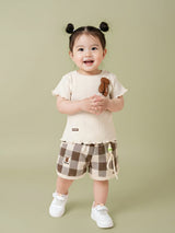 Baby Girl Softtouch Knit Top & Woven Check Shorts 2-Piece Set