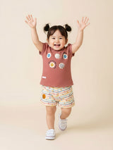 Baby Girl Cord Top & Printed Shorts Set