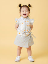 Toddler Girl Top and Skirt Embroidered Check Set