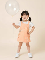Girls Deer Print Dungaree Dress Set with T-Shirt