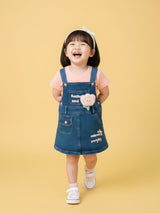 Girls Casual Denim Dungaree Set