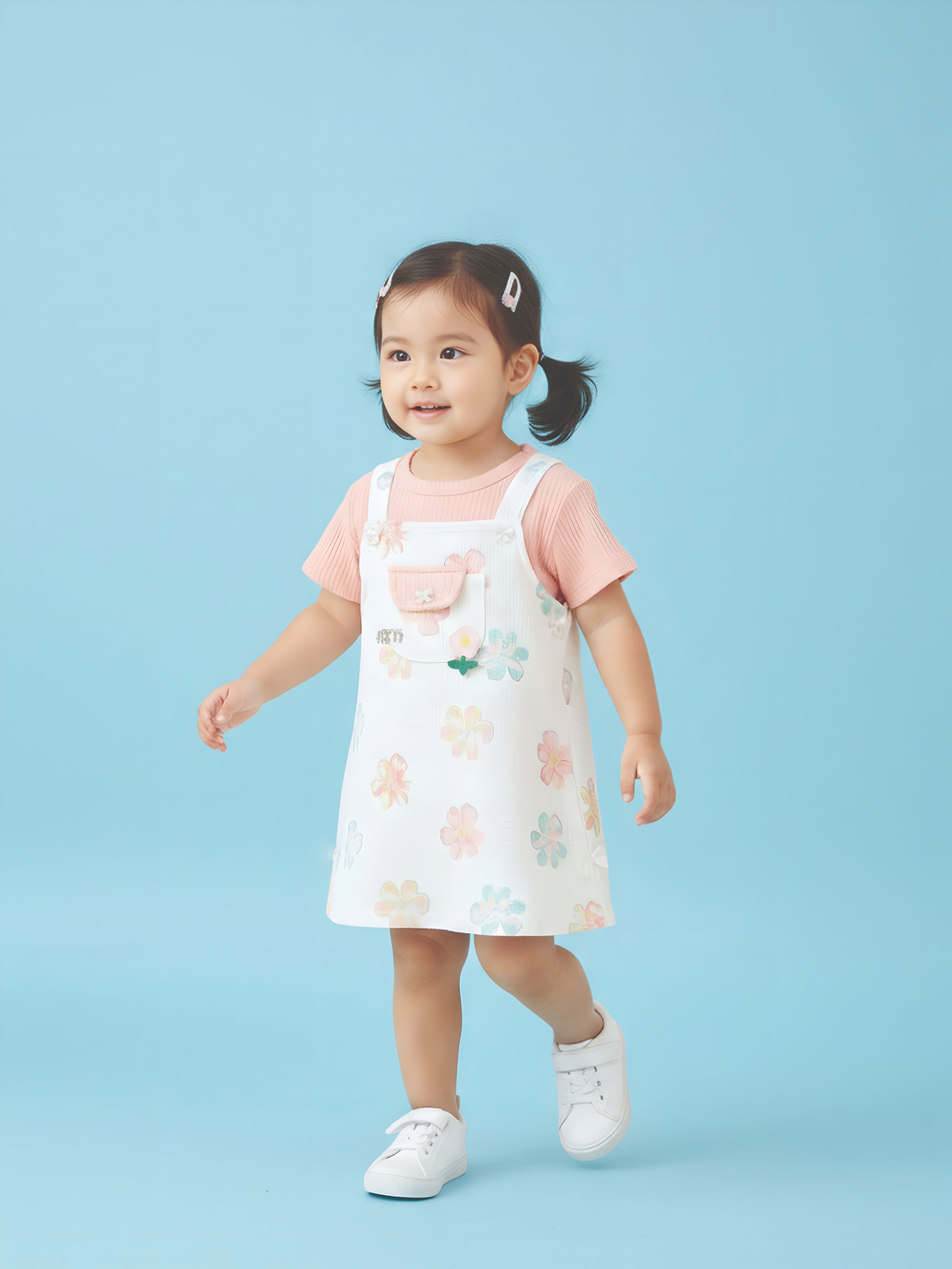 Baby Girls Cotton Dungaree and Top Set