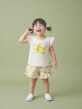 Girls’ Floral Ruffle Sleeve Top & Printed Shorts Set