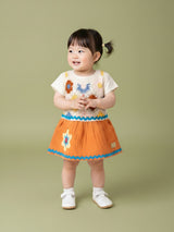 Girls Floral Crochet Knit Frock Set with Top & Panty