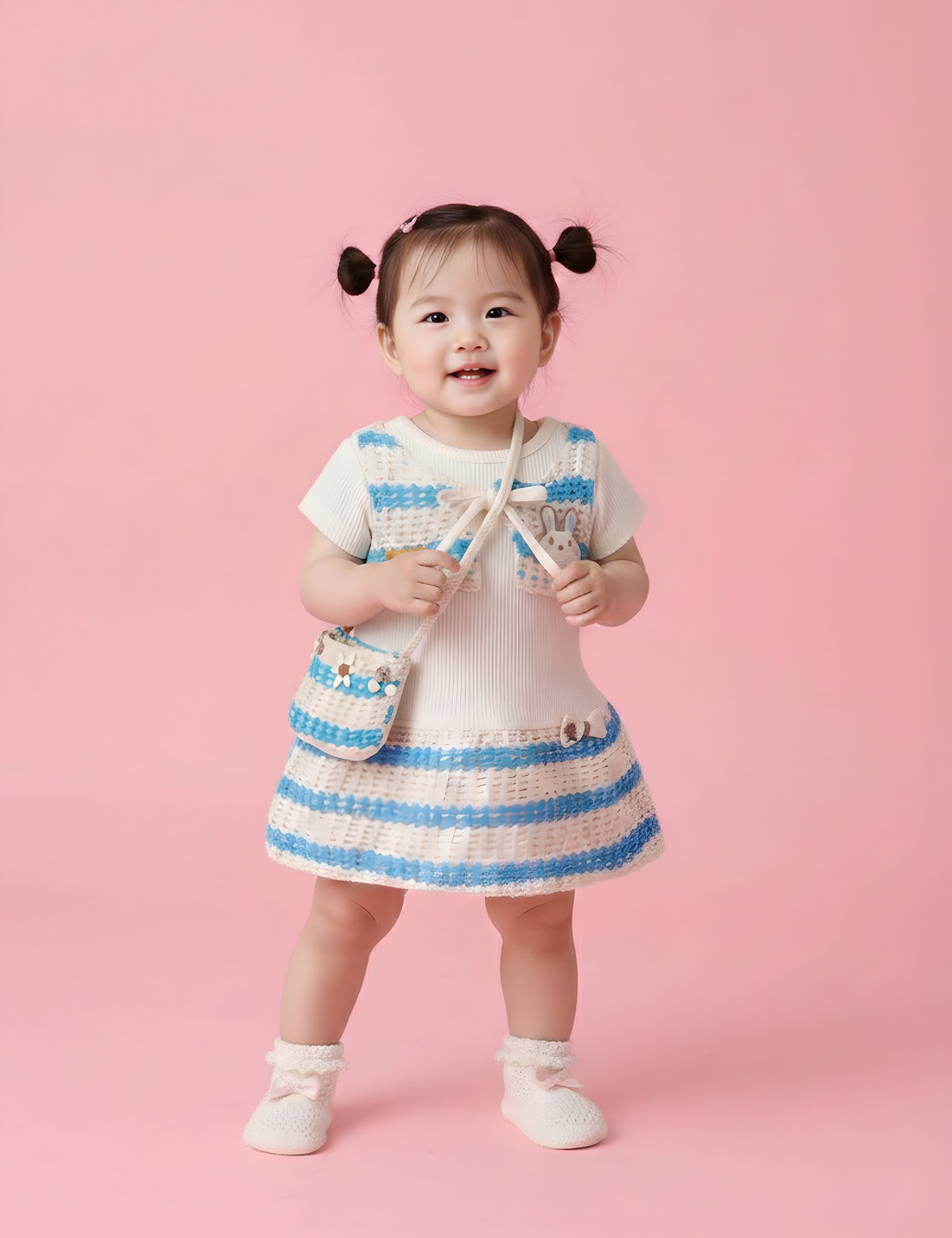 Girls Premium Frock with Matching Panty and Shoulder Bag