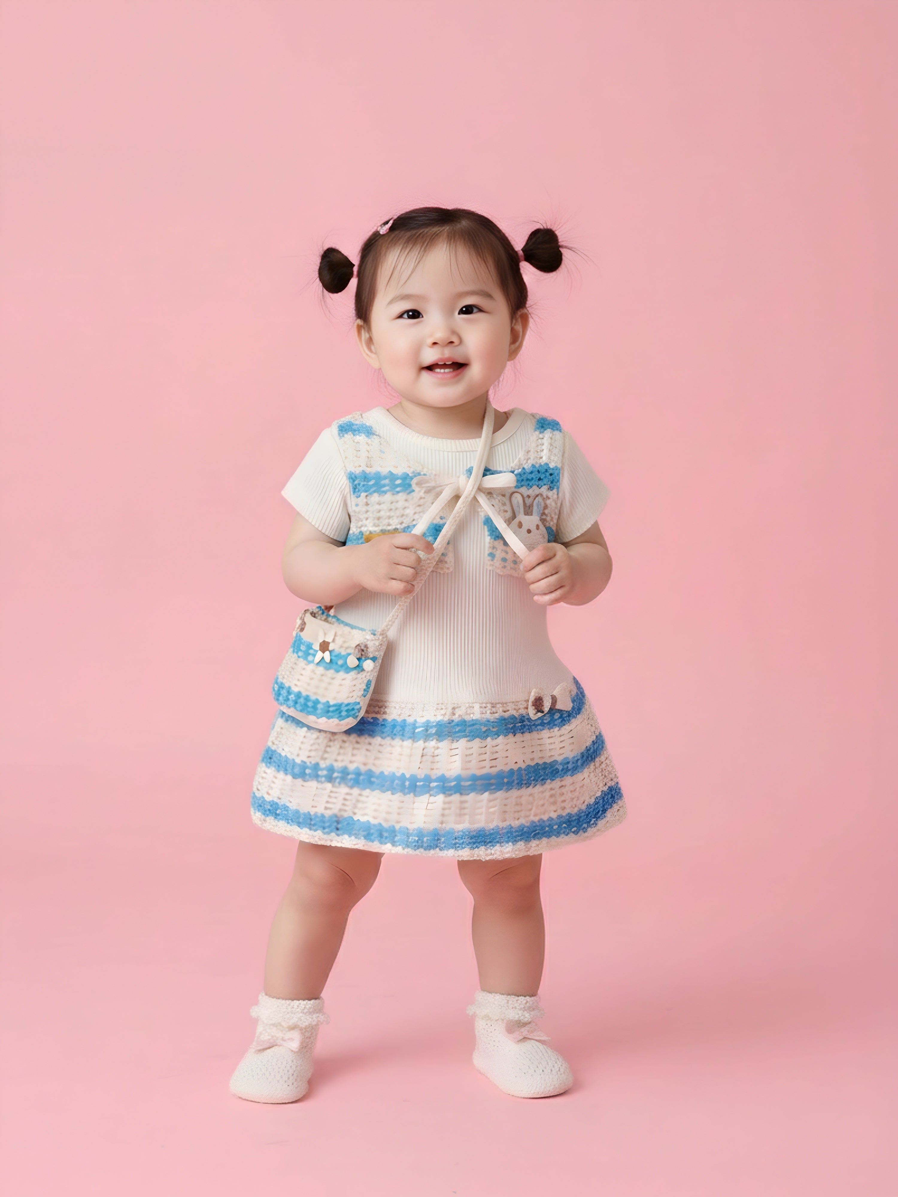 Girls Premium Frock with Matching Panty and Shoulder Bag