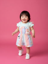 Girls Striped Dungaree Romper with Inner Top