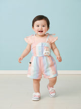 Girls Striped Dungaree Romper with Inner Top