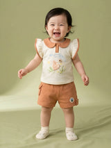 Baby Girl Flutter Sleeve Top & Shorts Summer Clothing Set