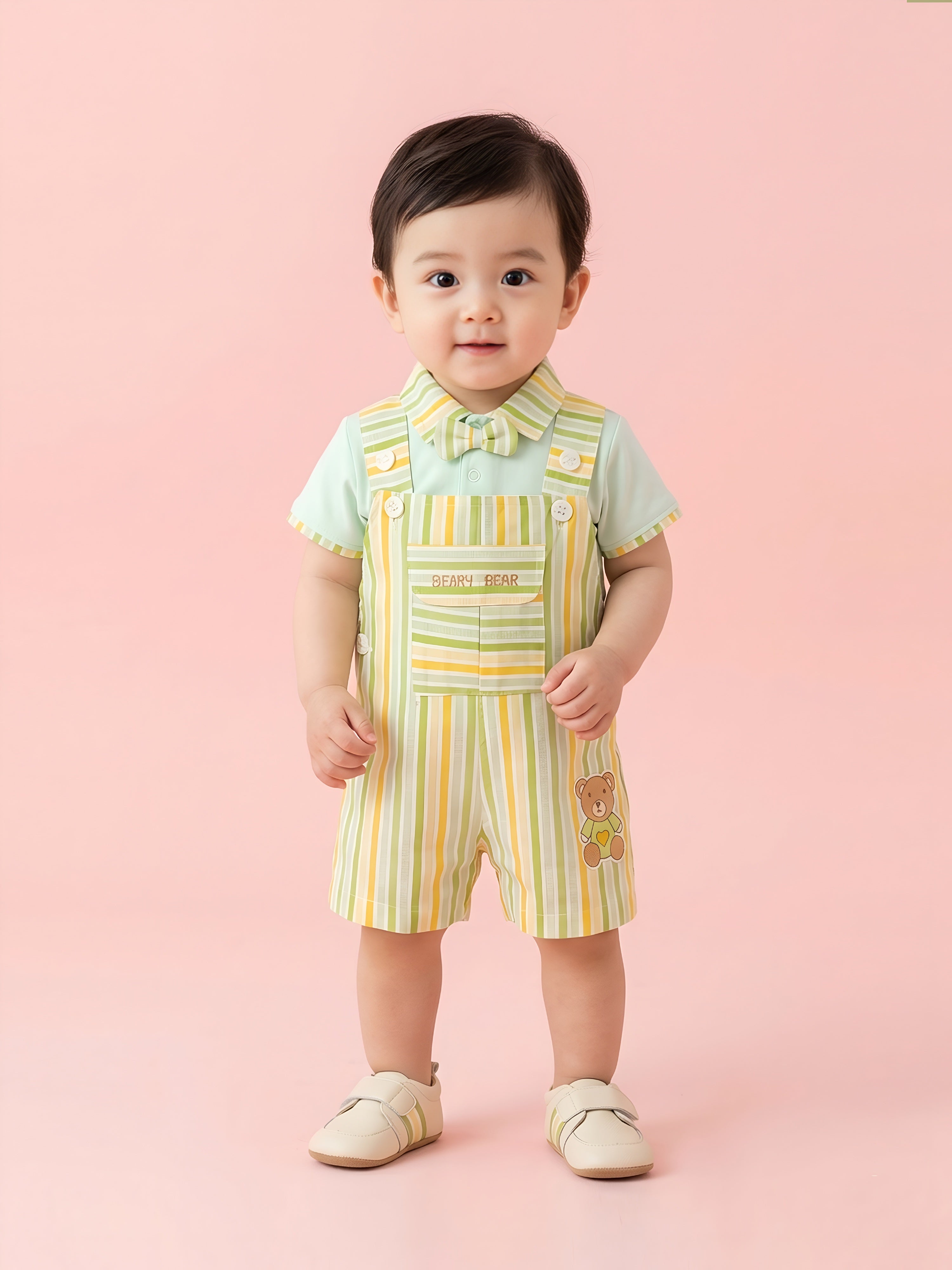 Toddler Boys' Citrus Stripe Overall & Polo Set
