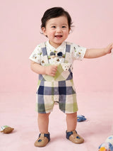 Baby Boy's Plaid Romper & Bow Tie Set