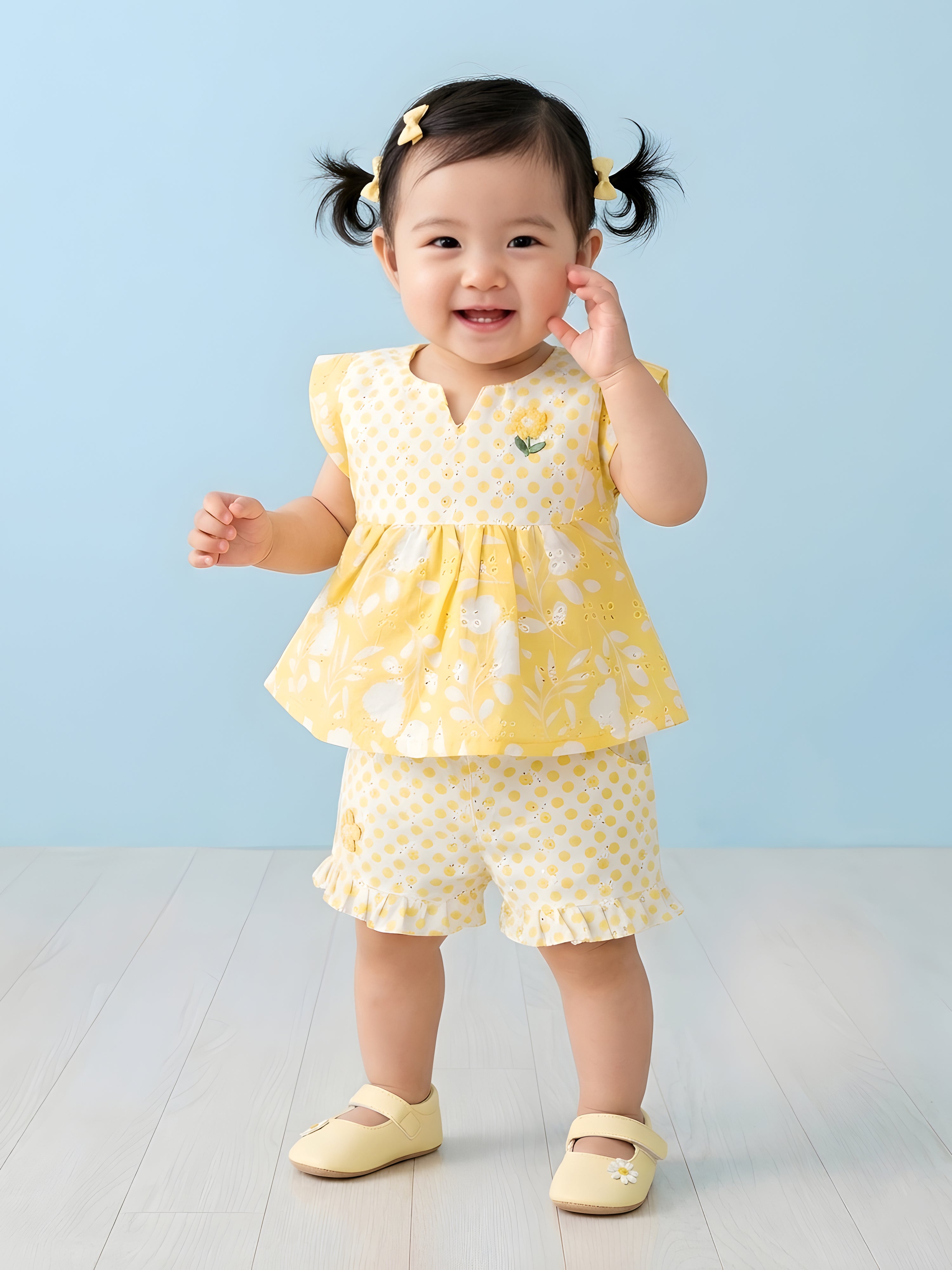 Baby Girl Cotton Top & Shorts Clothing Set