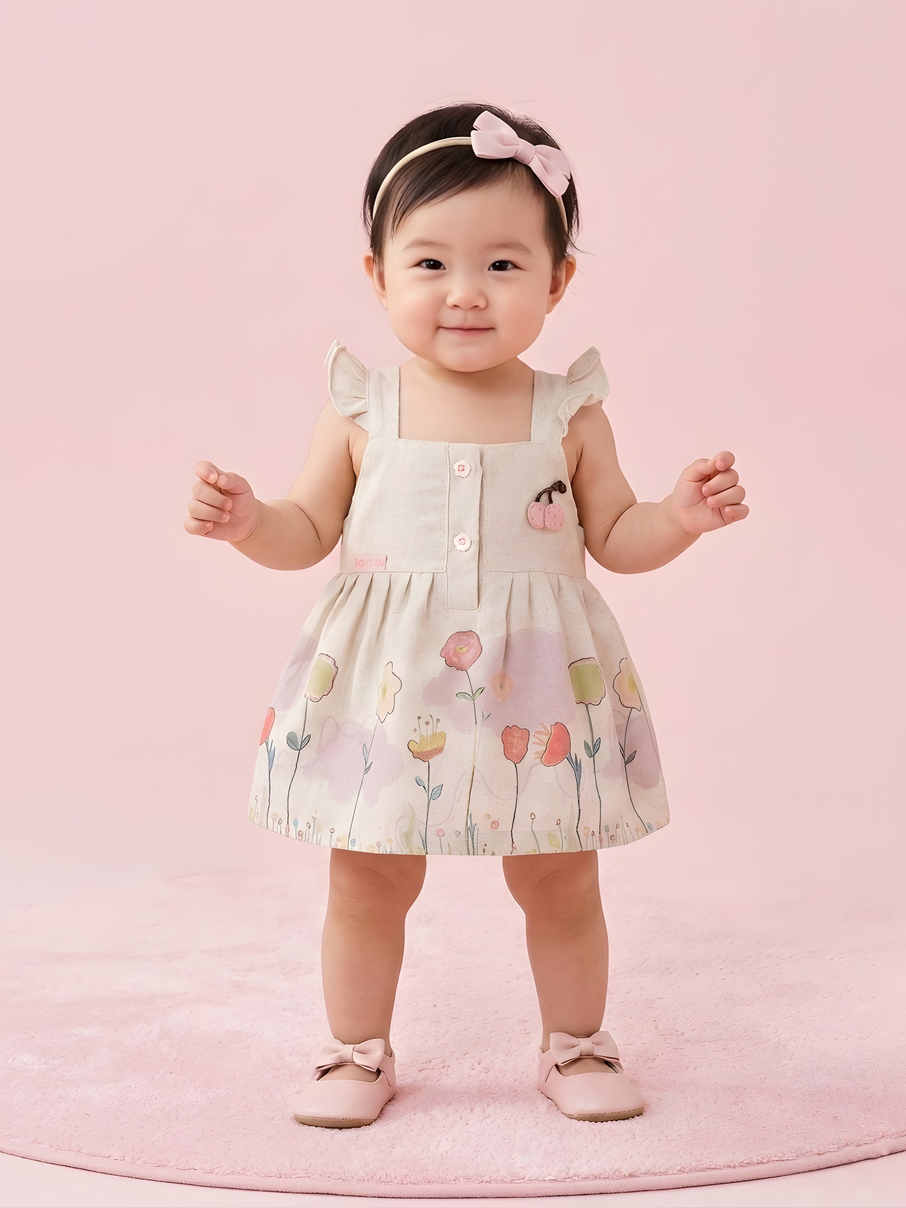 Baby Girls Floral Printed Sleeveless Dress
