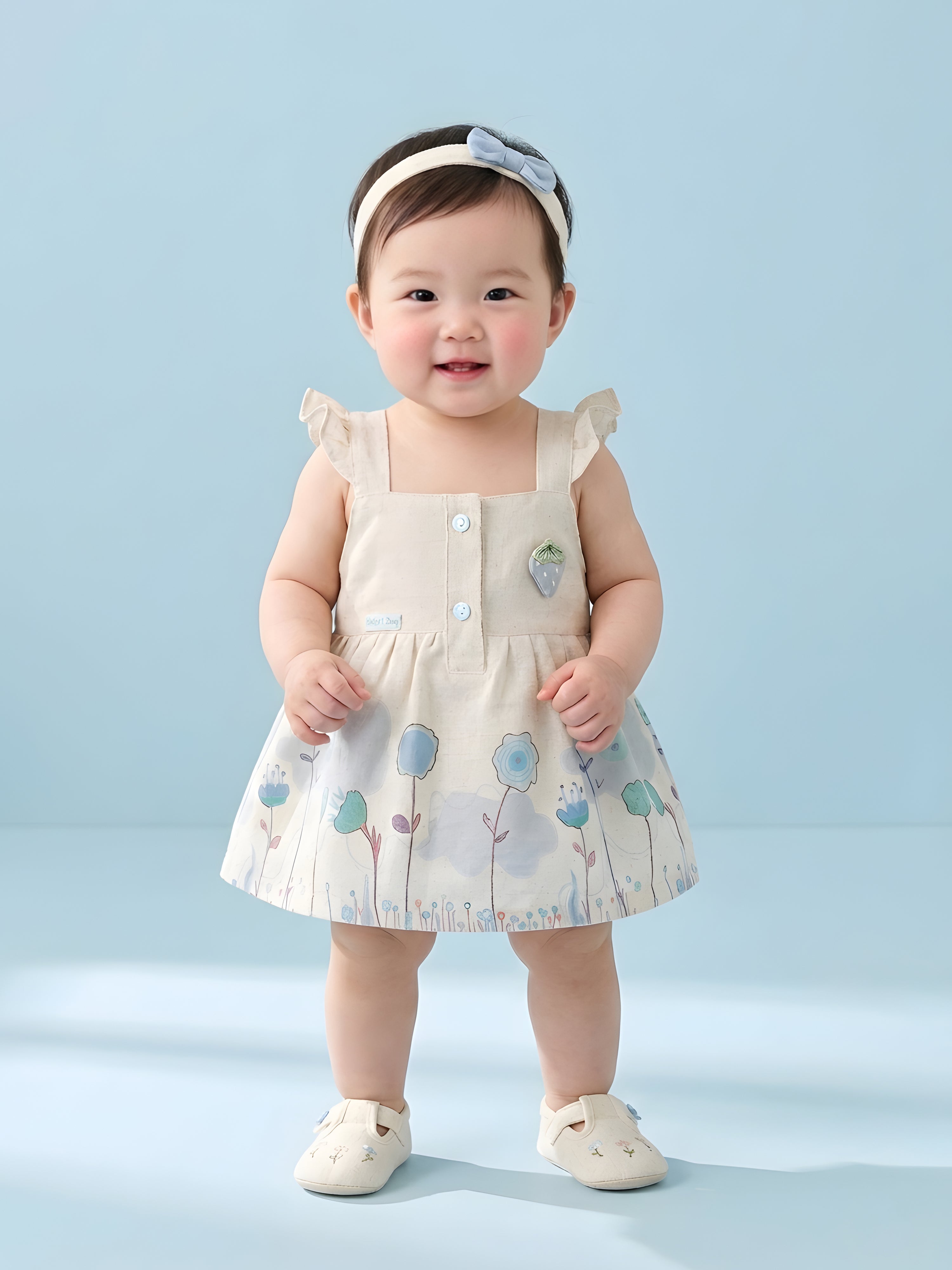 Baby Girls Floral Printed Sleeveless Dress