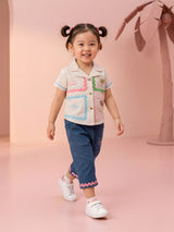 Girls Shirt & Denim Capri Pants Clothing Set
