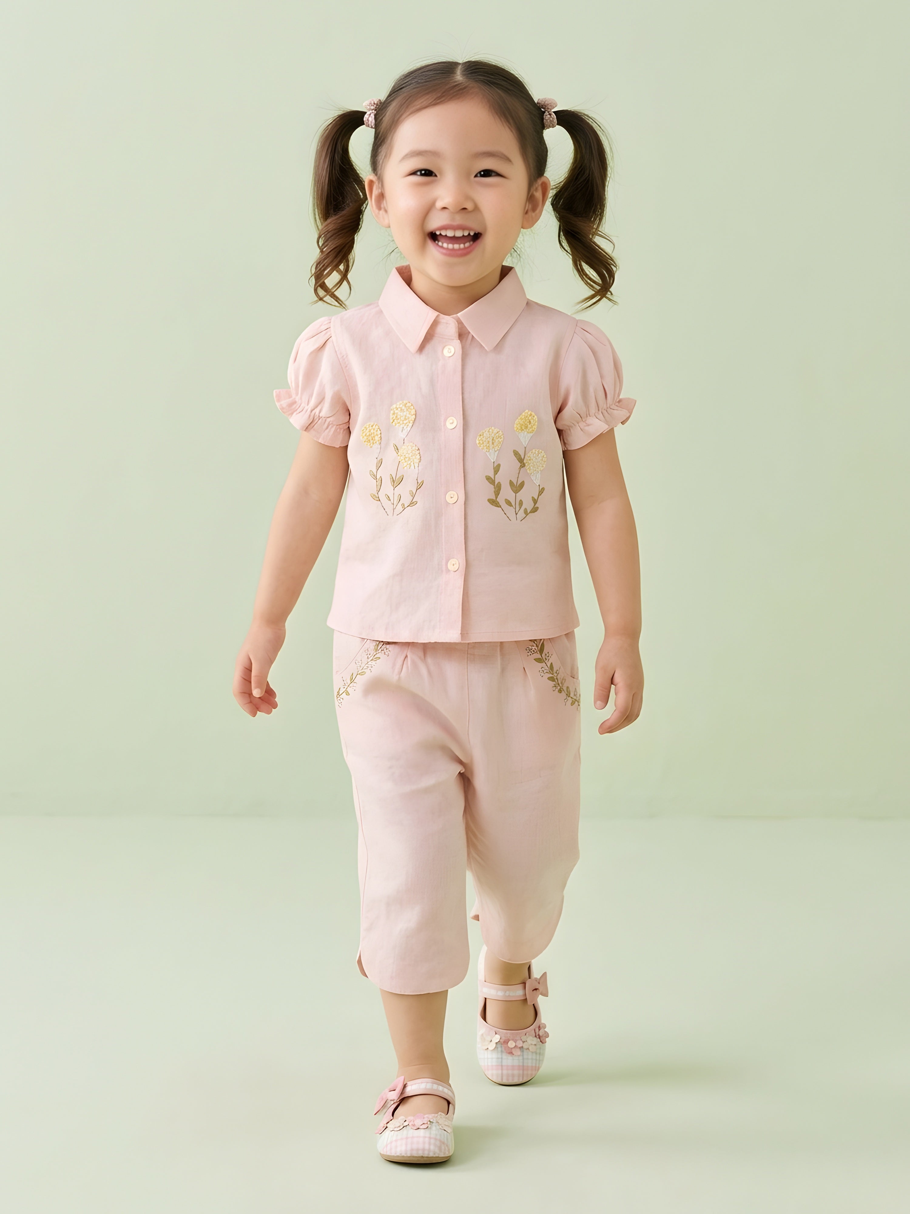 Girls Shirt & Capri Pants Co-Ord Outfit Set