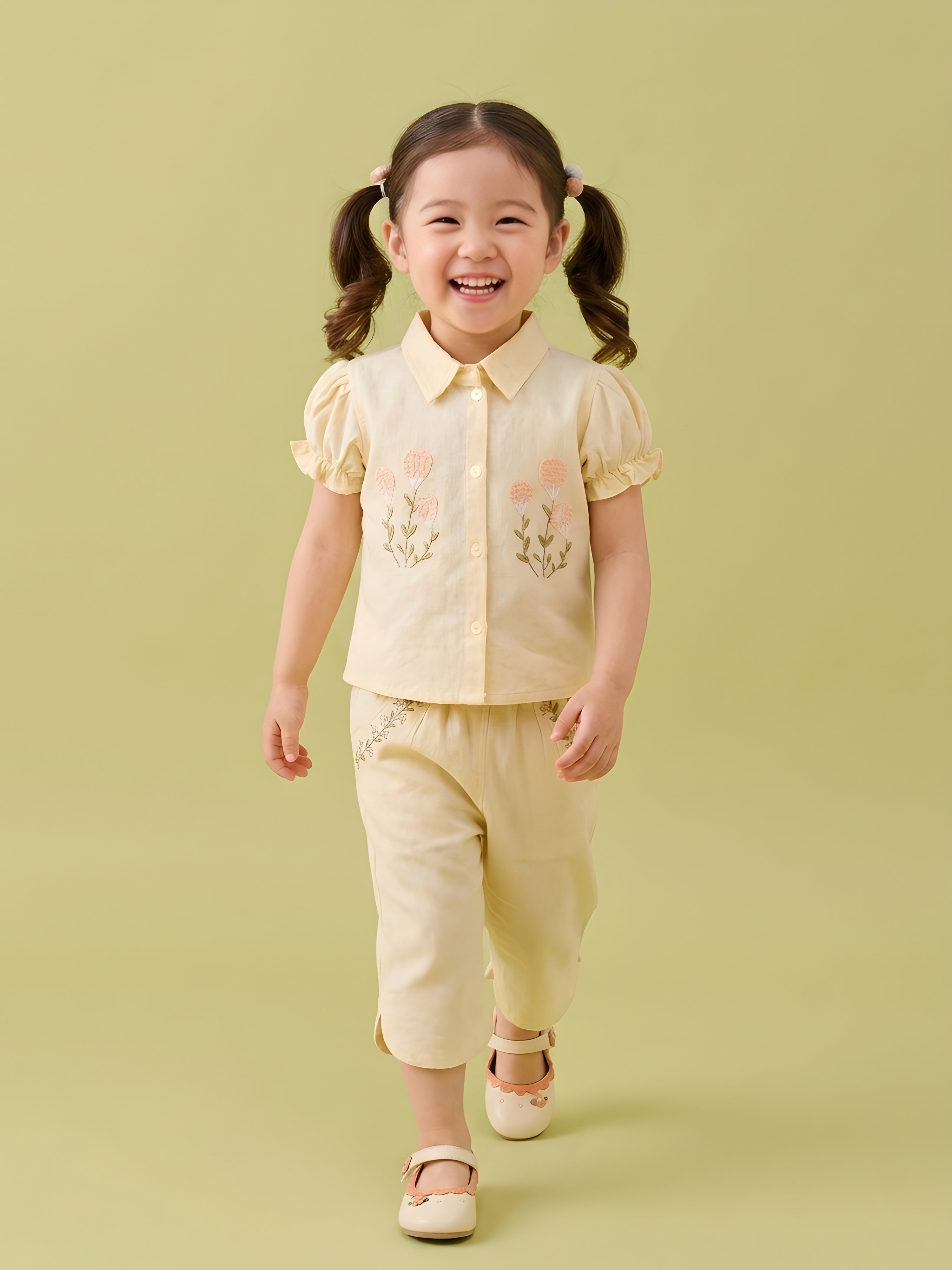 Girls Shirt & Capri Pants Co-Ord Outfit Set