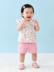 Baby Girls Collar Top and Shorts Clothing Set