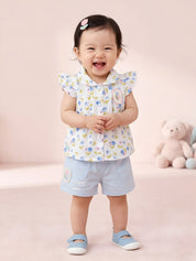 Baby Girls Collar Top and Shorts Clothing Set
