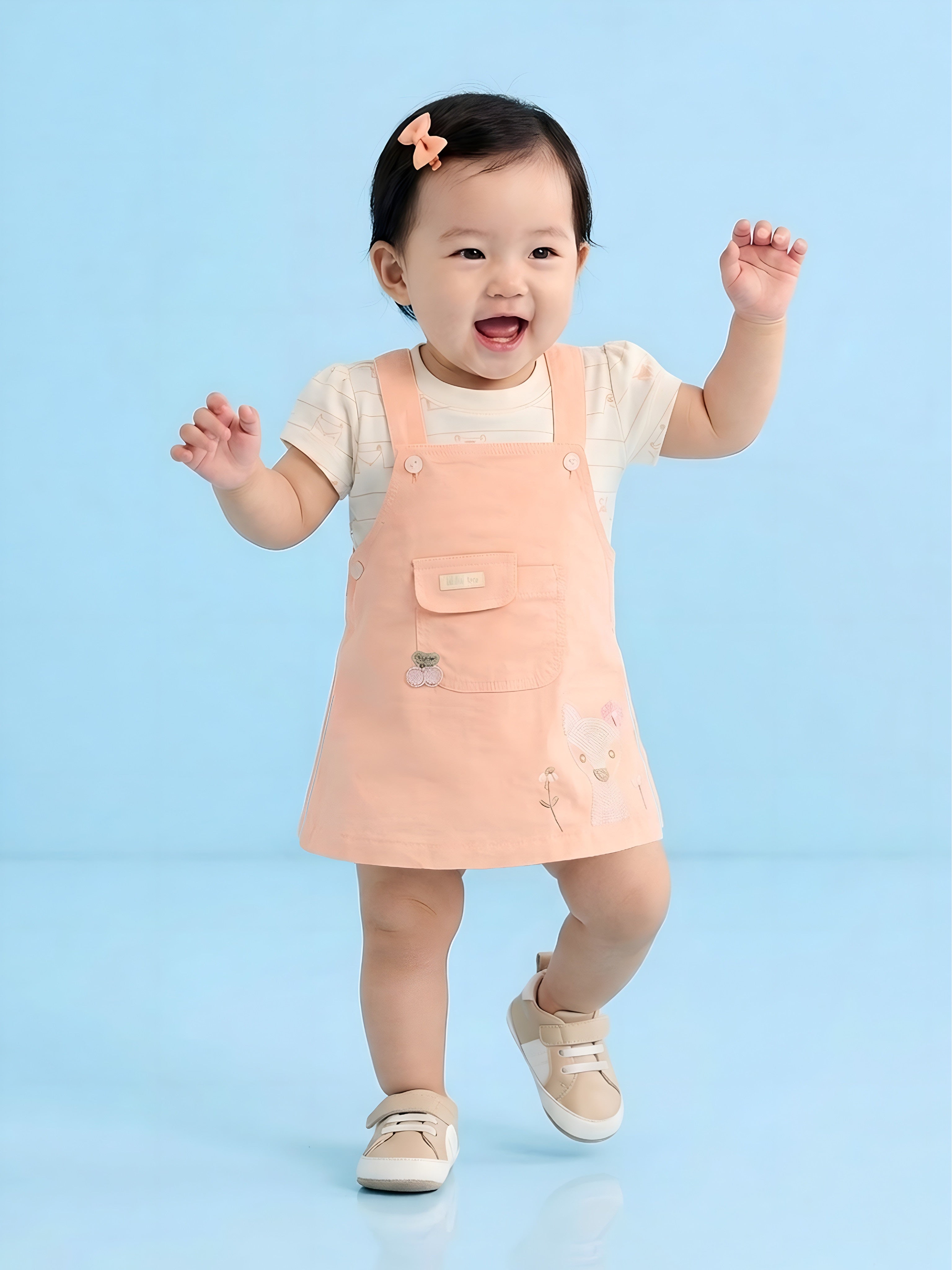 Baby Girls Dungaree Dress Set
