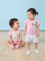 Baby Girl Clothing Set with Top, Shorts & Bodysuit