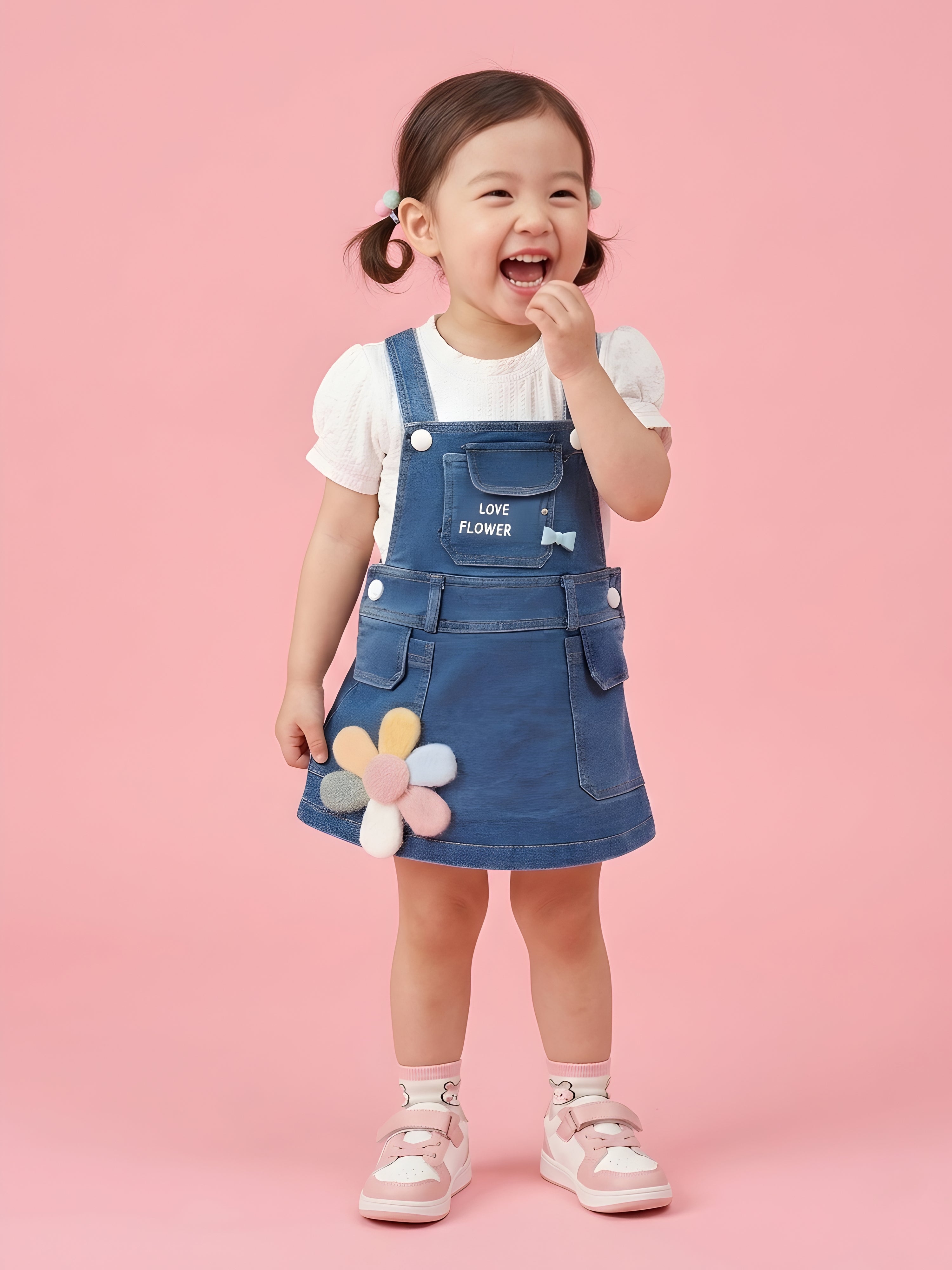 Girls Denim Dungaree Dress