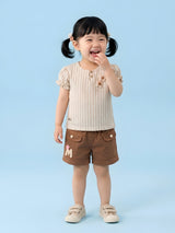 Girls Striped Top & Shorts Clothing Set