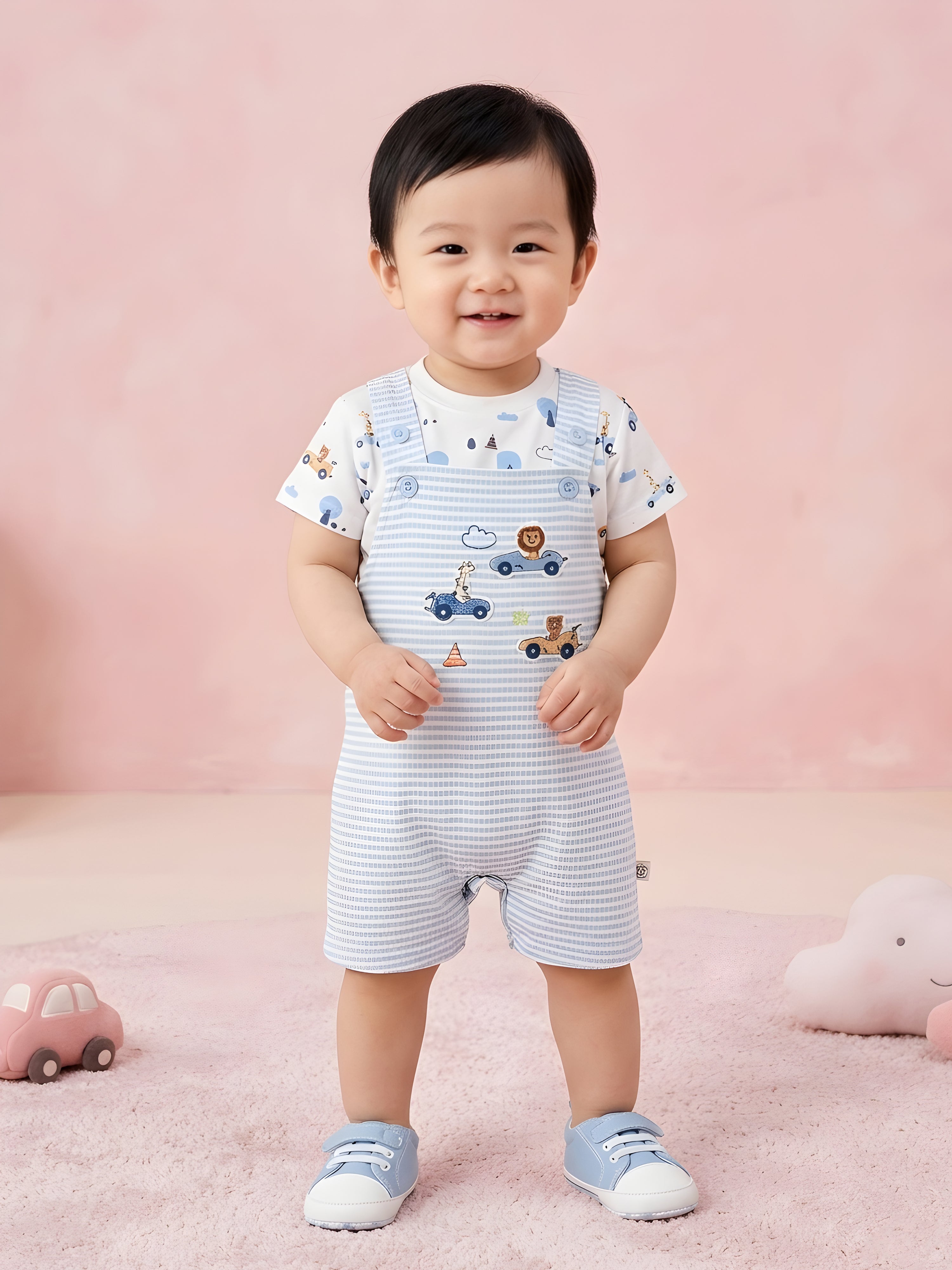 Dungaree For Baby Boys Casual Printed