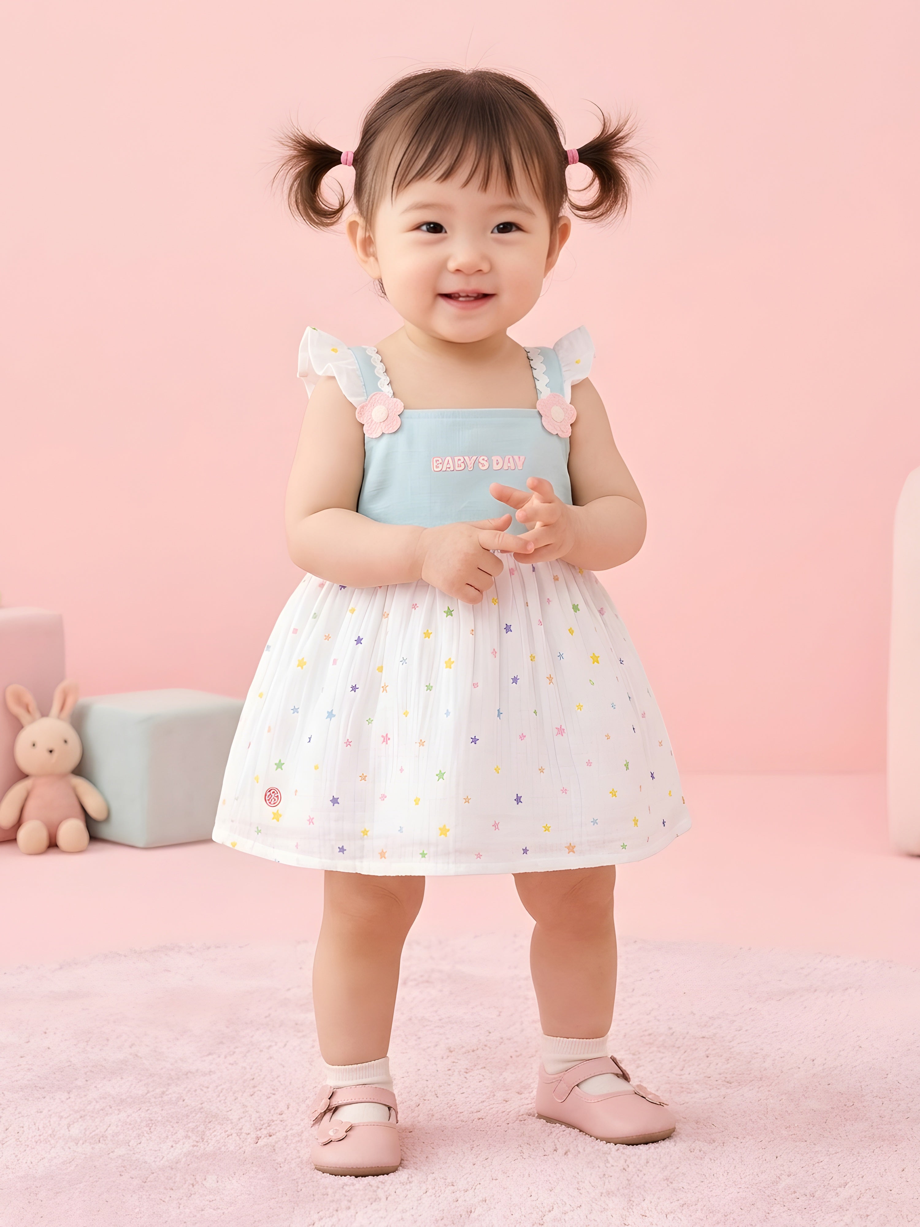 Baby Girls Cute Printed Sleeveless Cotton Dress