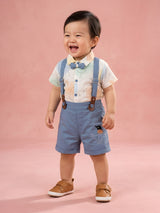 Baby Boys' Pastel Elephant Print Shirt and Suspender Set