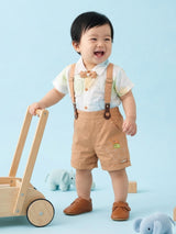 Baby Boys' Pastel Elephant Print Shirt and Suspender Set
