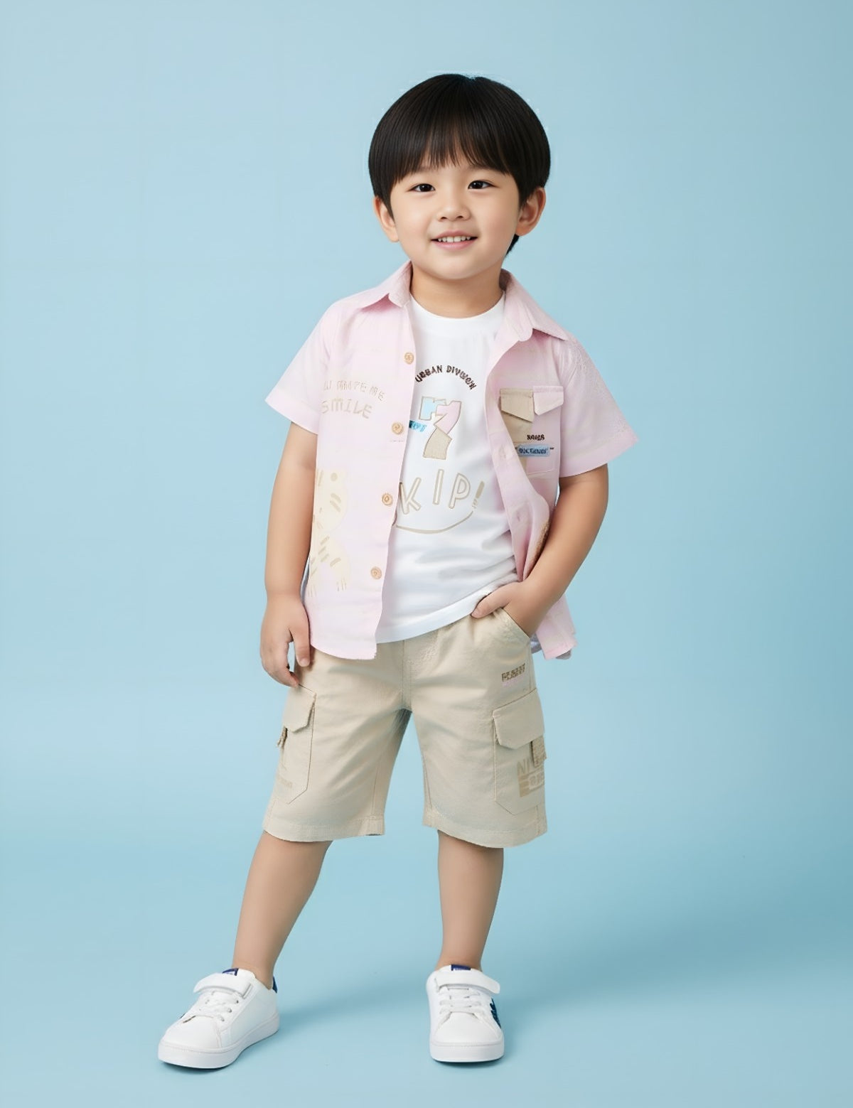 Boys Casual Layered Shirt & Shorts Set