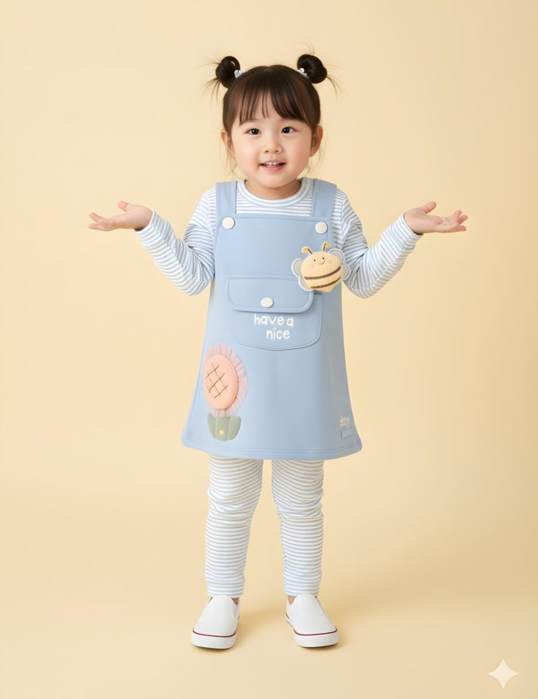 Flower Apllique Dungaree Set