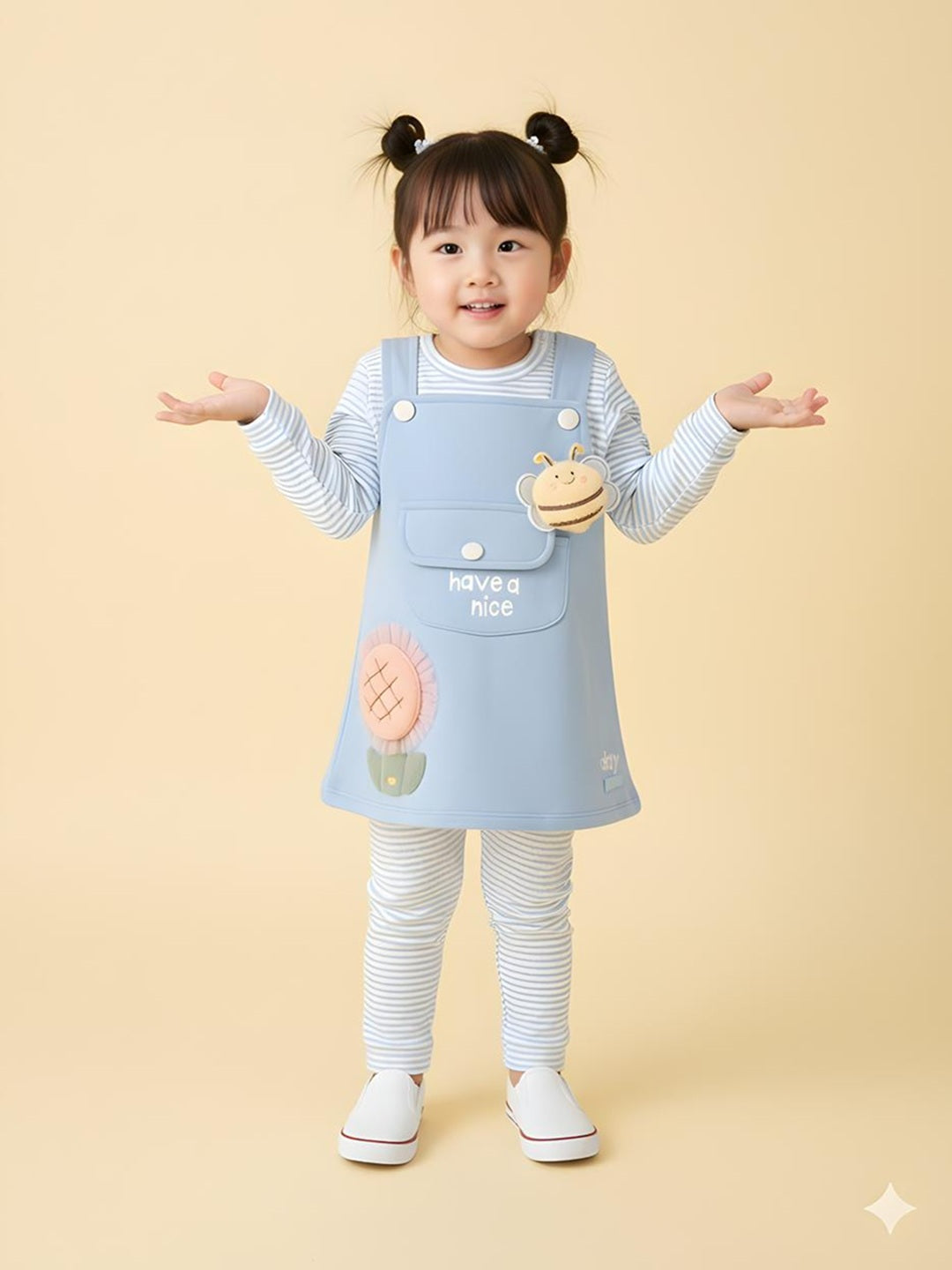 Flower Apllique Dungaree Set
