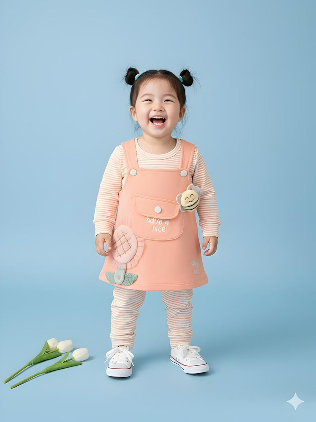 Flower Apllique Dungaree Set