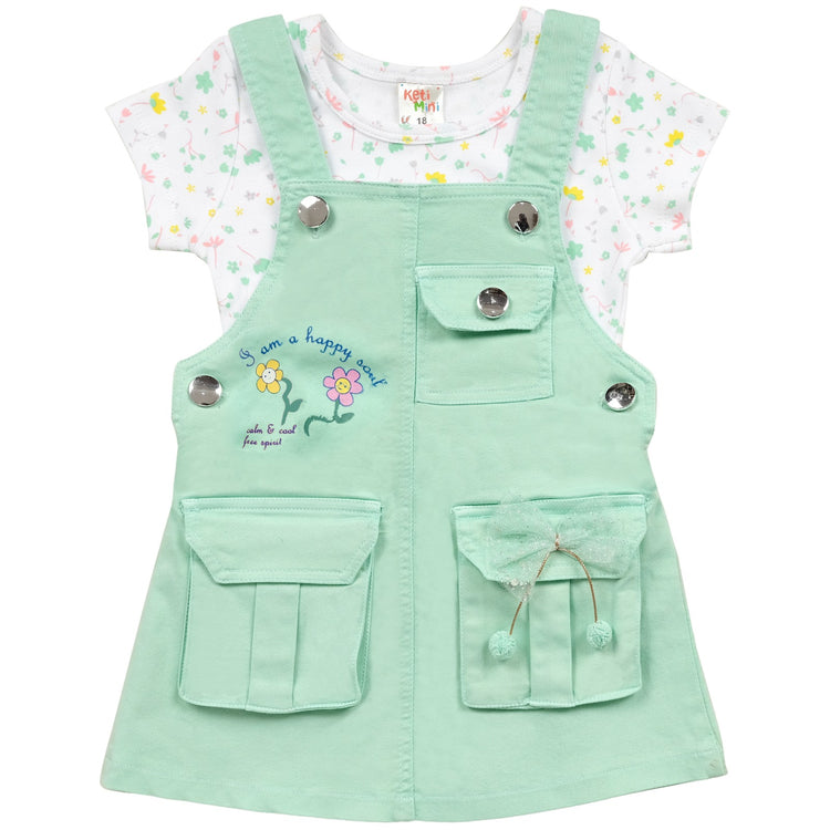 KETI MINI Baby Girls Denim Dungaree and Top Set