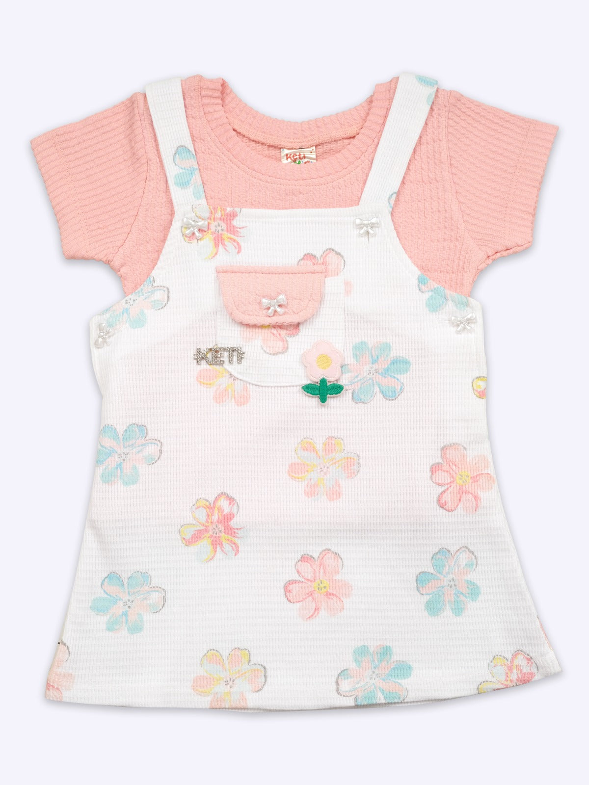 Baby Girls Cotton Dungaree and Top Set