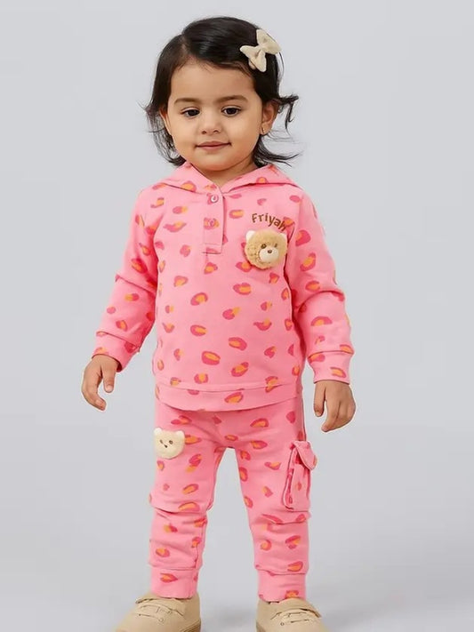 Girl Hooded Pure Cotton Clothing Set