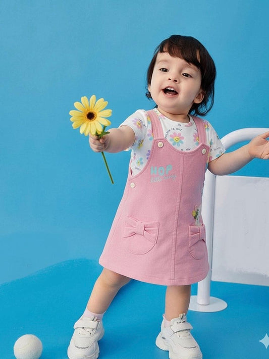 BABY'S DAY Printed Cotton Dungaree With T-Shirt