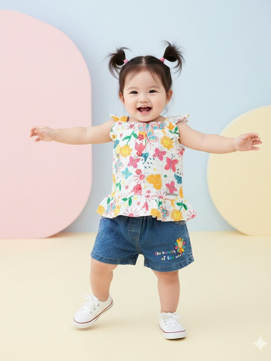 BABY'S DAY Sleeveless Tops and Denim Shorts