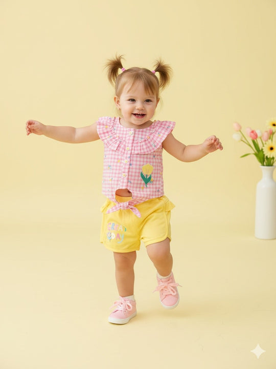 Baby's Day Girls Pure Cotton Top and Shorts