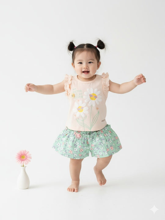 Baby's Day Girls Cotton Top with Shorts