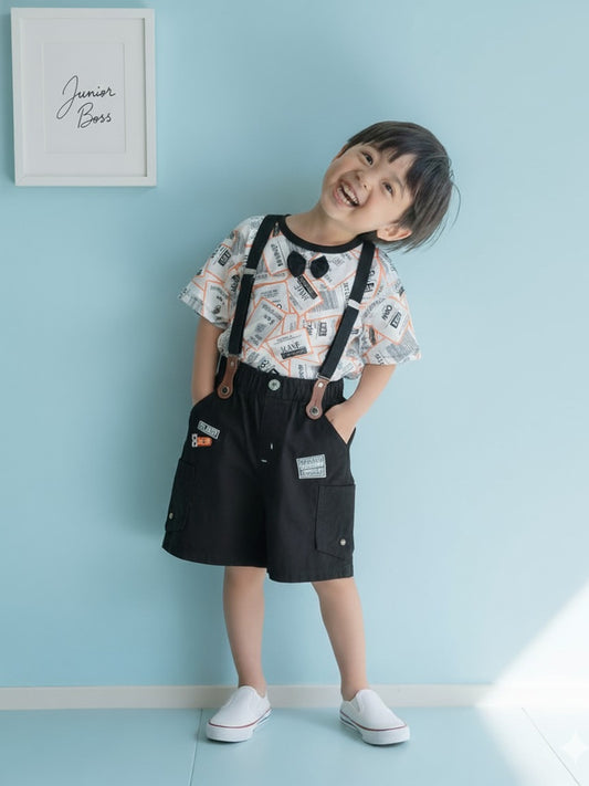 Junior Boss Kids Boys Cotton Round Neck Clothing Set
