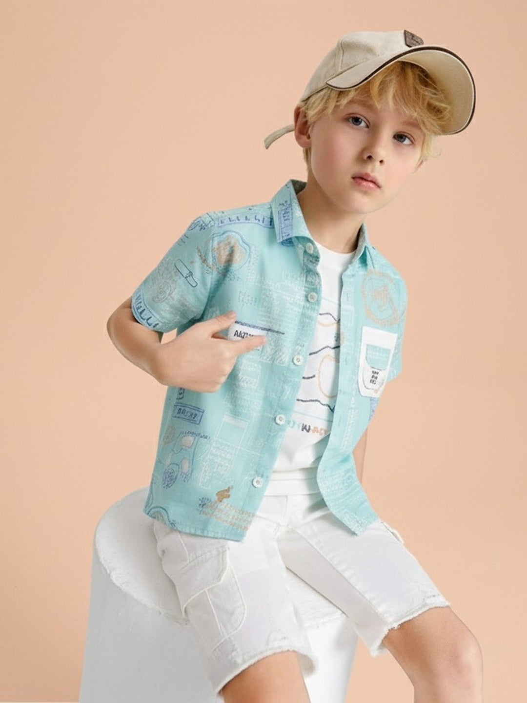 Big Fun Kids Set of 3 Printed Shirt and Shorts with Tshirt