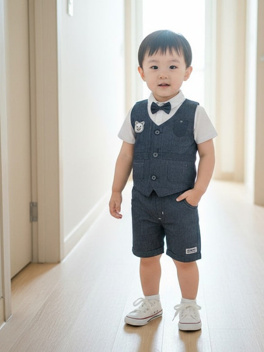 CHOO CHOO Jacket & Shorts Pant with Shirt+Tie for Boys