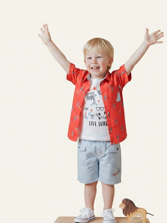CHOO CHOO Boys Shirt, Shorts and T-shirt Clothing Set